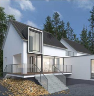 High mechanical load resistant modern house with sloped roof Residential roof solar tiles are designed with high mechanical load tolerance to achieve strong structural performance.