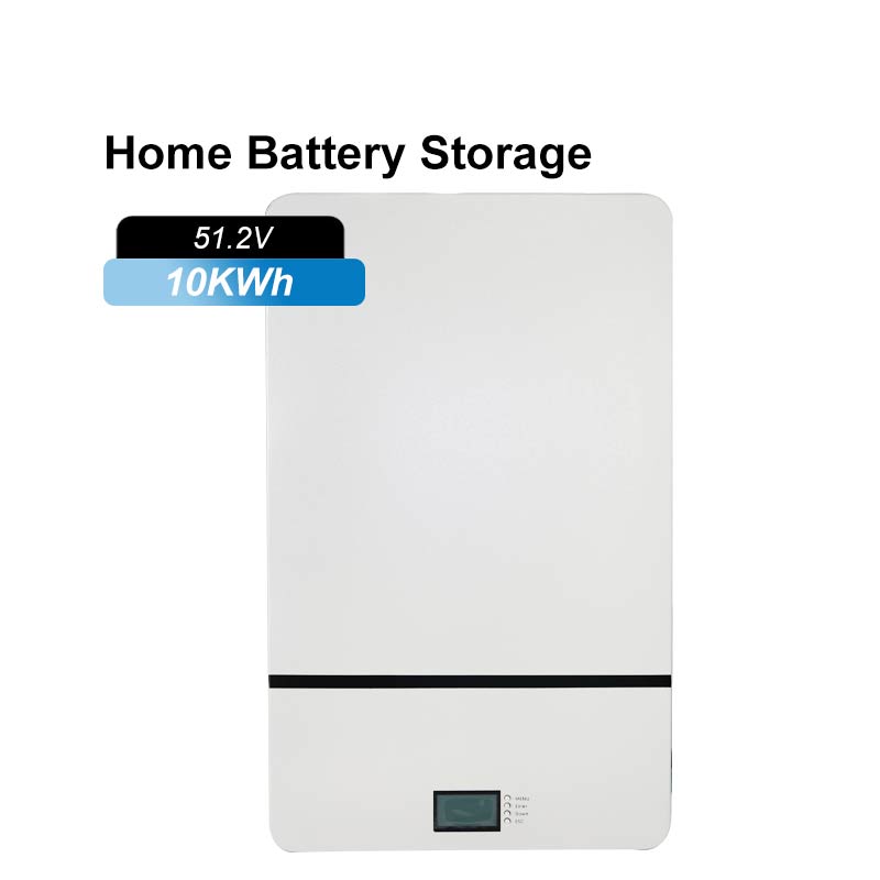 This is a compact, white, wall-mounted 10kWh home energy storage battery featuring a 51.2V lithium iron phosphate battery, digital display, LED indicators, and an integrated management system for solar energy storage. The file is named 10.24kWh home batte