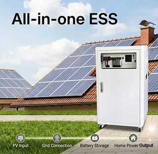 This is a composite product image used to promote a full-featured residential energy storage system. The words 