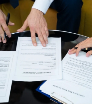 A diagram illustrating the signing of an agreement and cooperation.