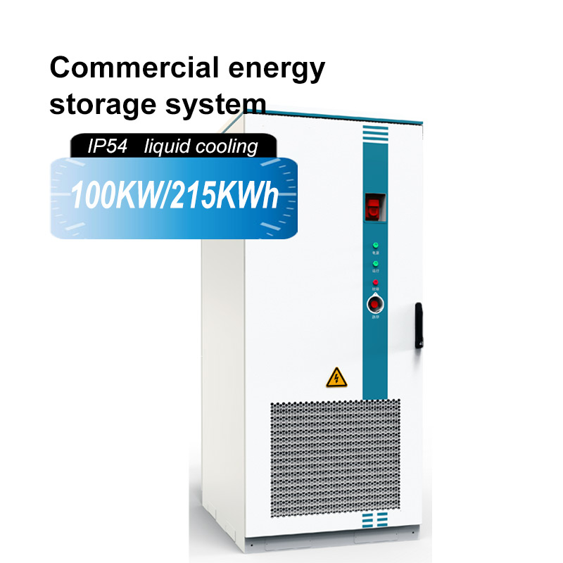 GreenMore liquid-cooled outdoor energy storage cabinet GM-LES215 with IP54 protection, 100kW rated power and 215kWh capacity, featuring integrated BMS and liquid cooling system for commercial