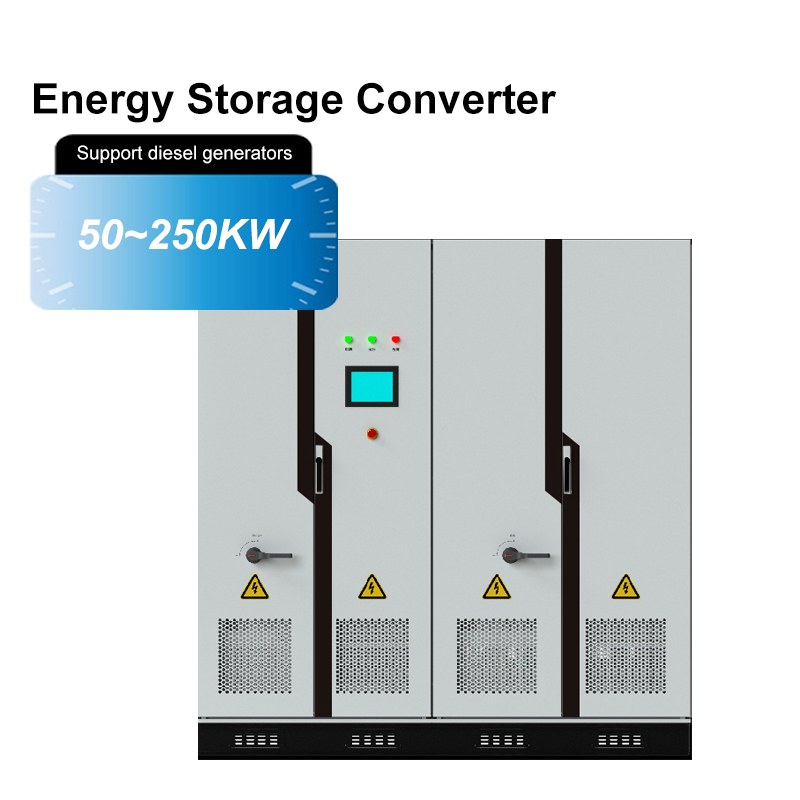 Front view of GreenMore's 50kW to 250kW energy storage converter, supporting diesel generator connection and intelligent control.