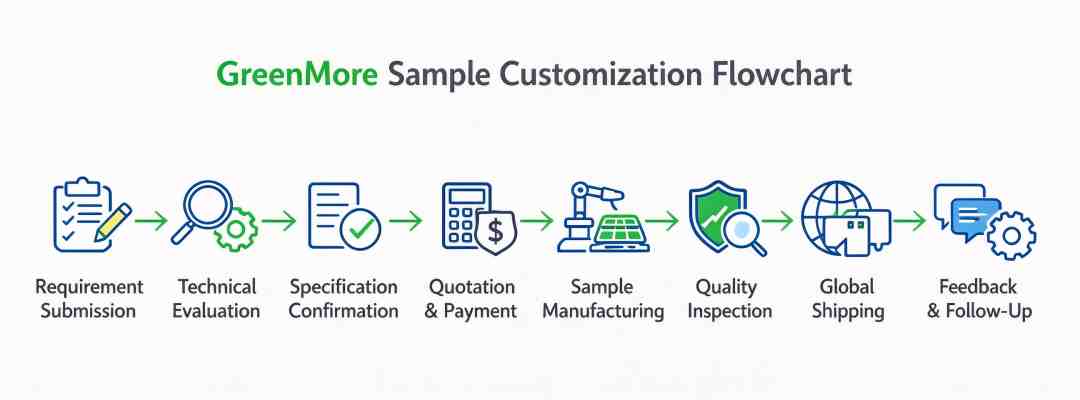 GreenMore Solar Tile Sample Customization and International Sample Shipping: 8-Step Flowchart